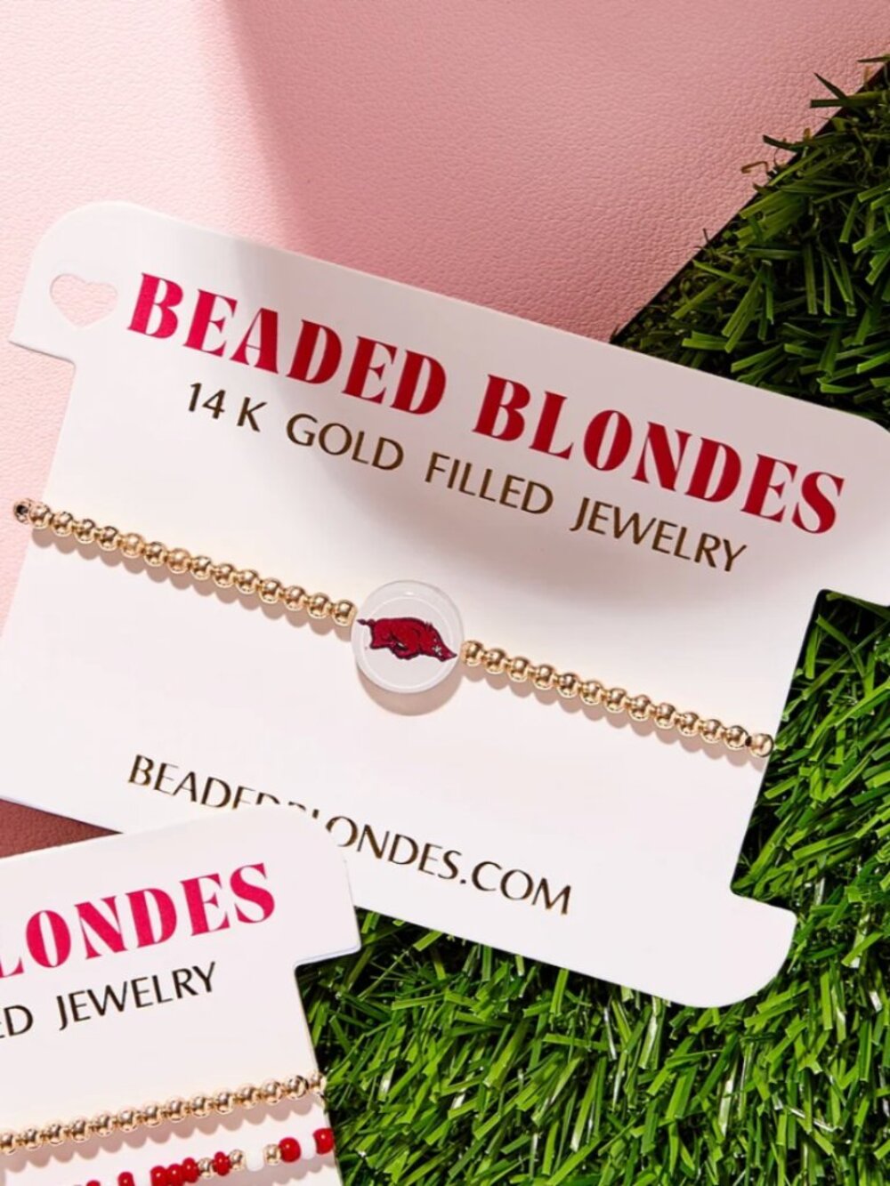 Beaded Blondes Arkansas Razorbacks 14K Gold Filled Game Day Bracelet